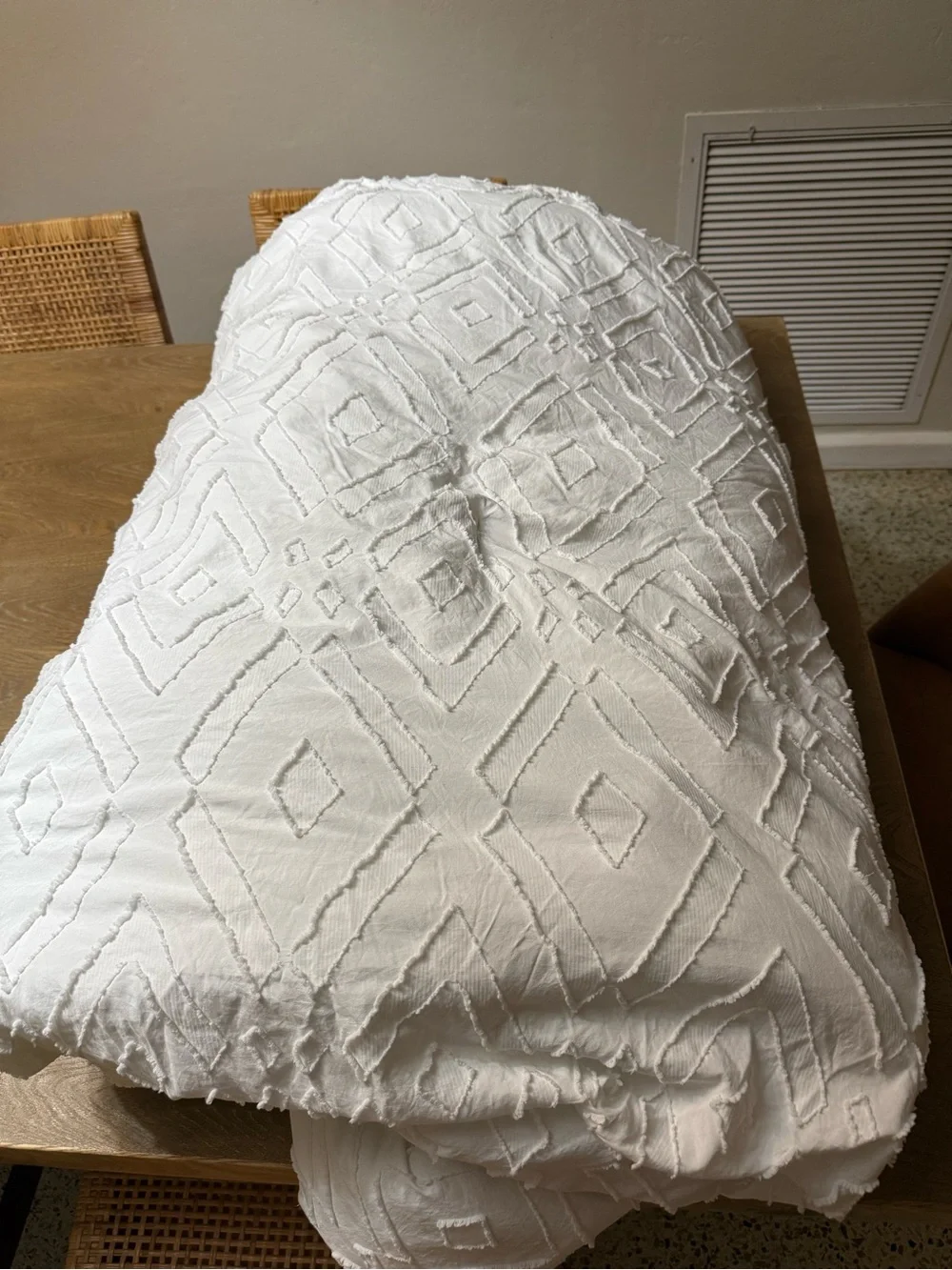 White Textured Geometric comforter